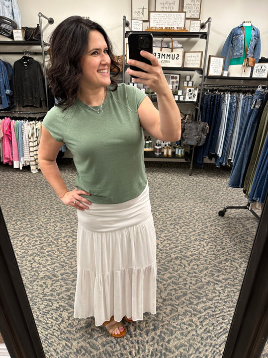 3 Tiered Maxi Skirt Off White