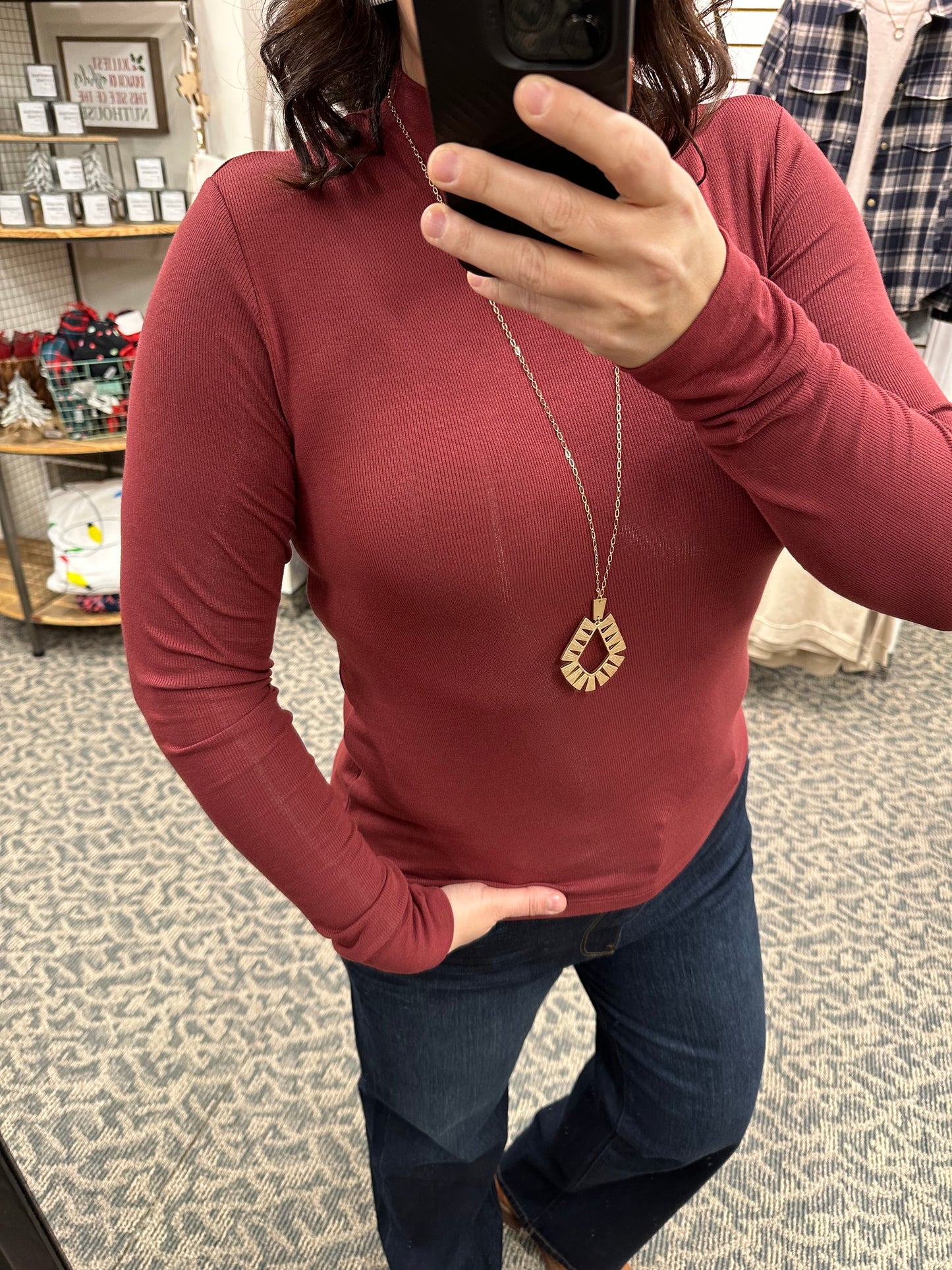 Maroon Ribbed Liz Top