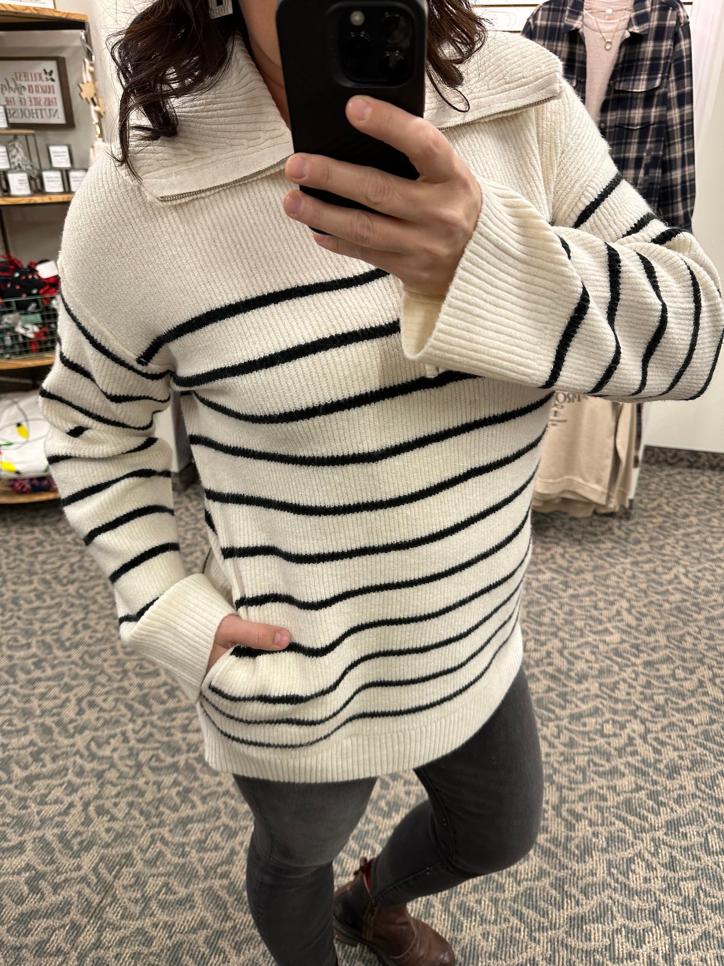 Ivory/Black Striped Coralie Sweater