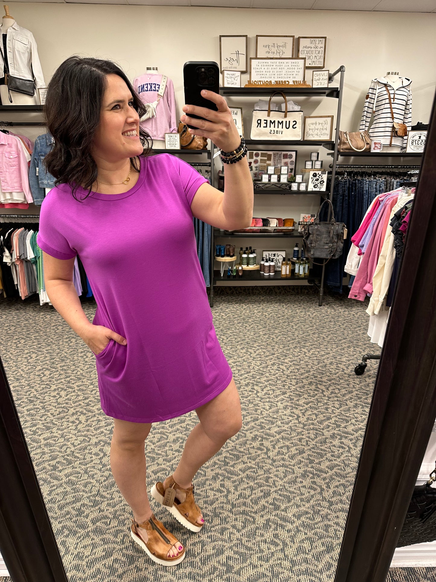 Electric Purple T-Shirt Side Pocket Dress
