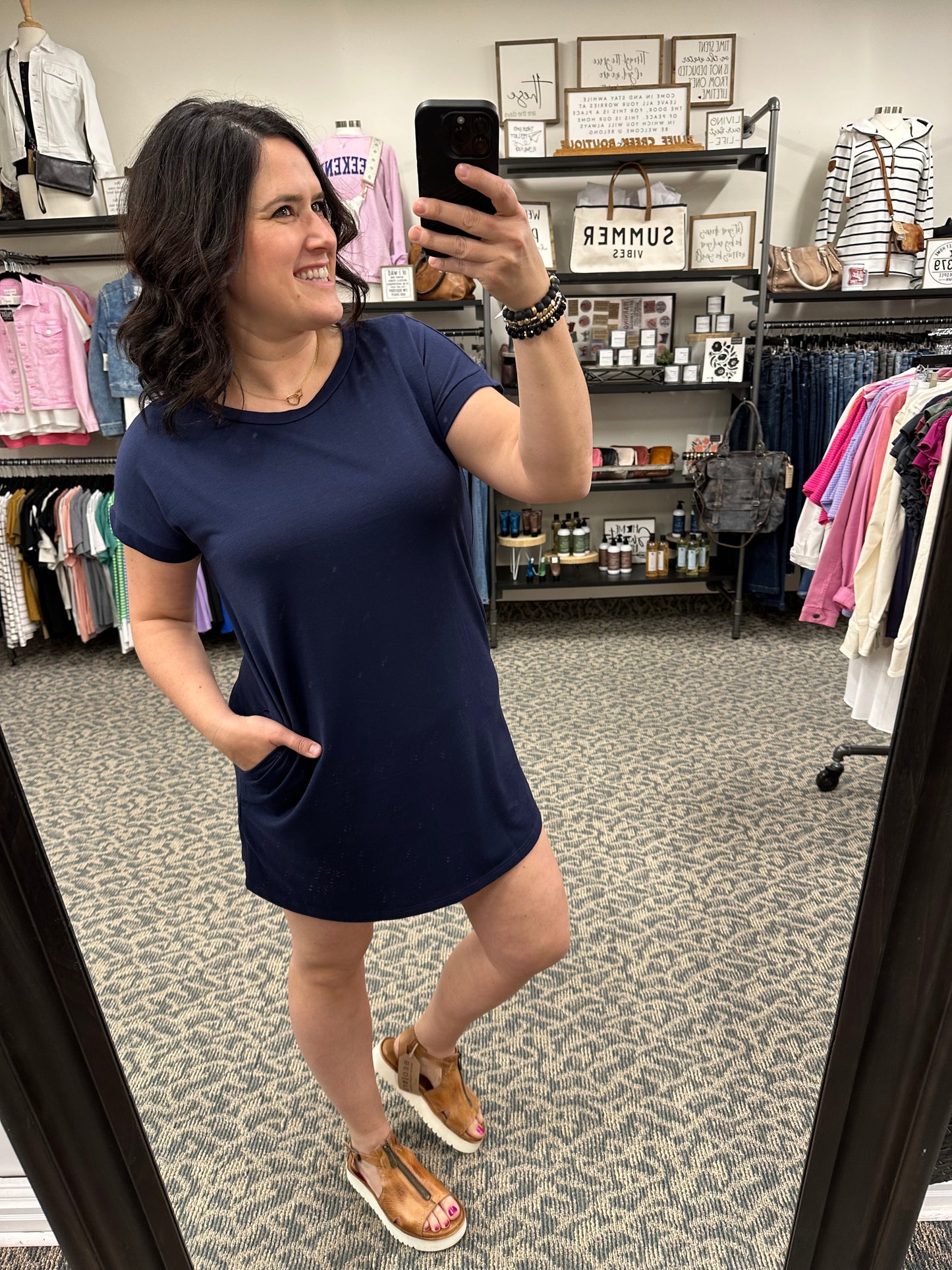 Navy T-Shirt Side Pocket Dress