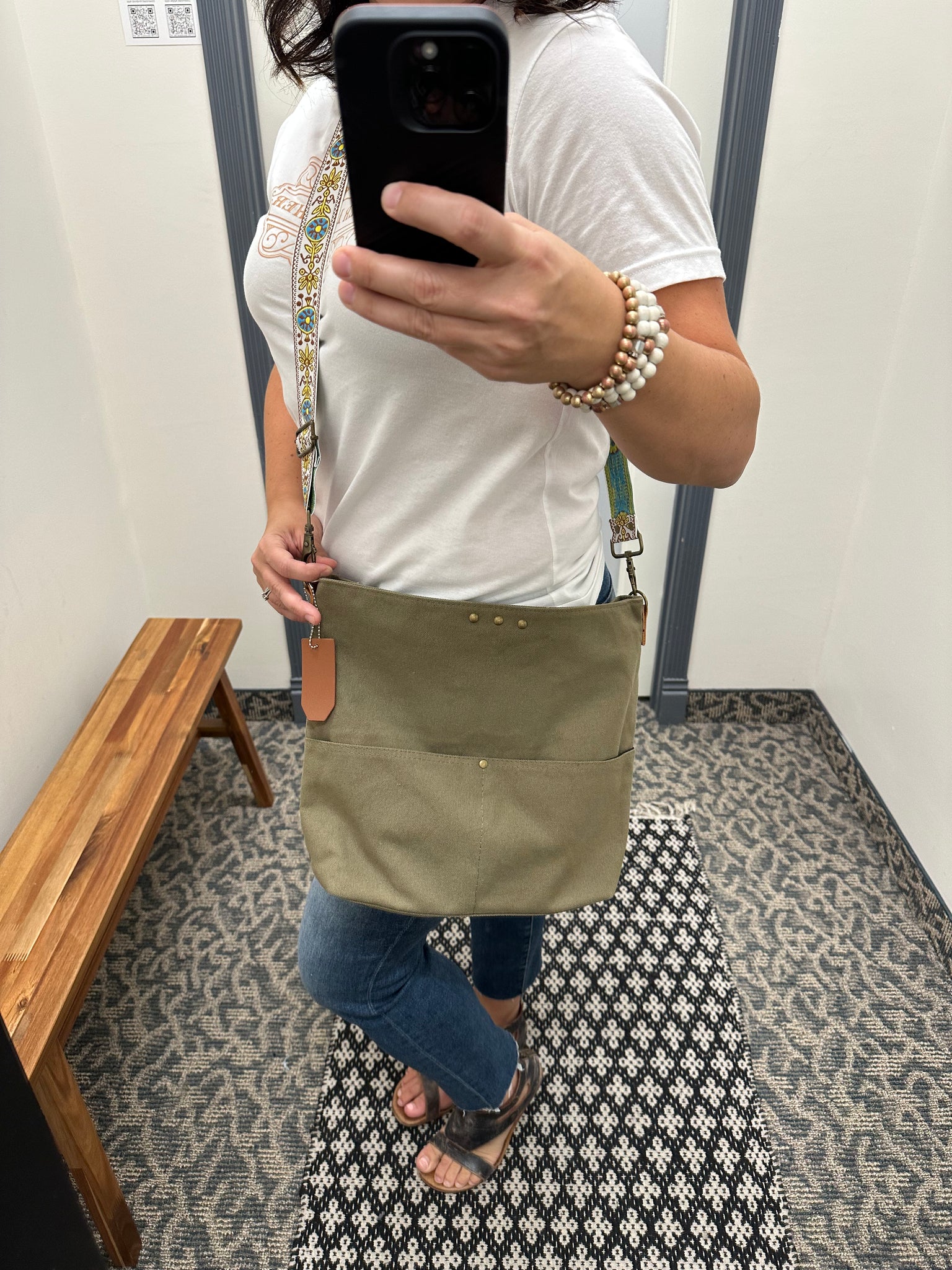 Olive Cotton Canvas Bucket Bag