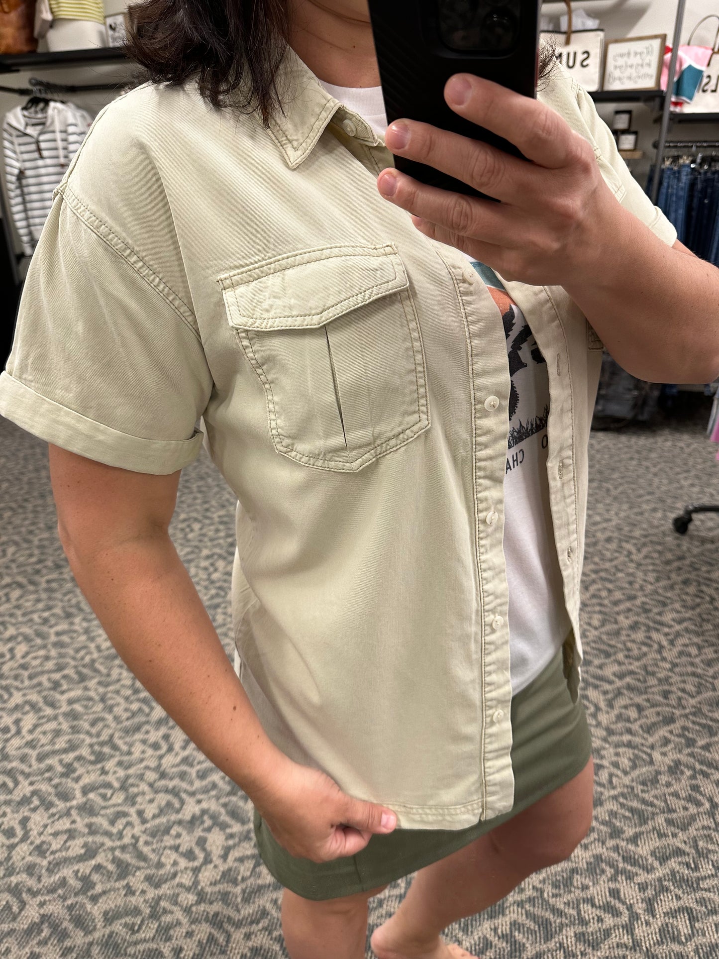 Ava Button Down Shirt (Seashell)