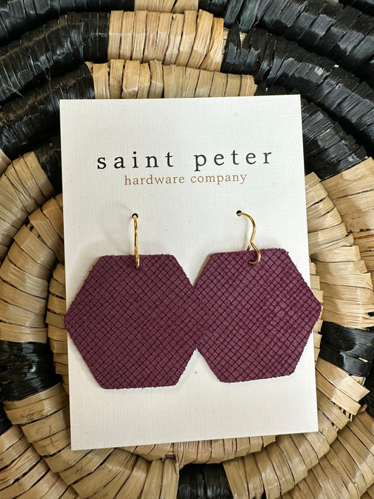 Plum Hexagon Earrings