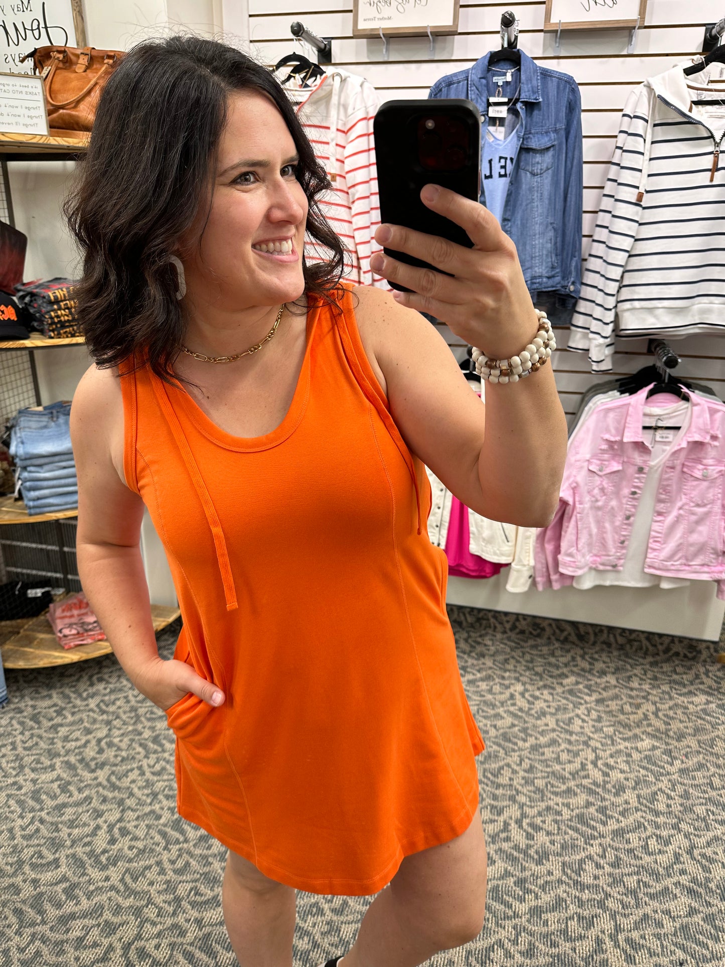 Orange Tank dress w/hoodie