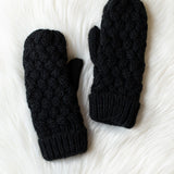 Black Knit Mittens Accessories - Hat PANACHE