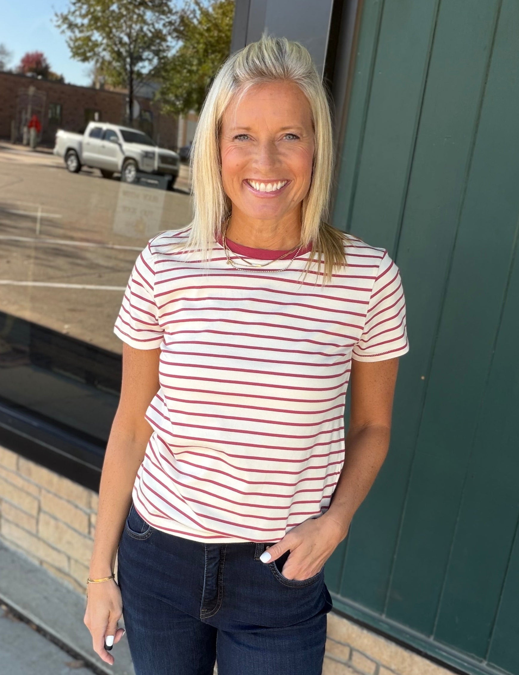 Berry Stripe Asher Tee Bottoms - Shorts THREAD & SUPPLY