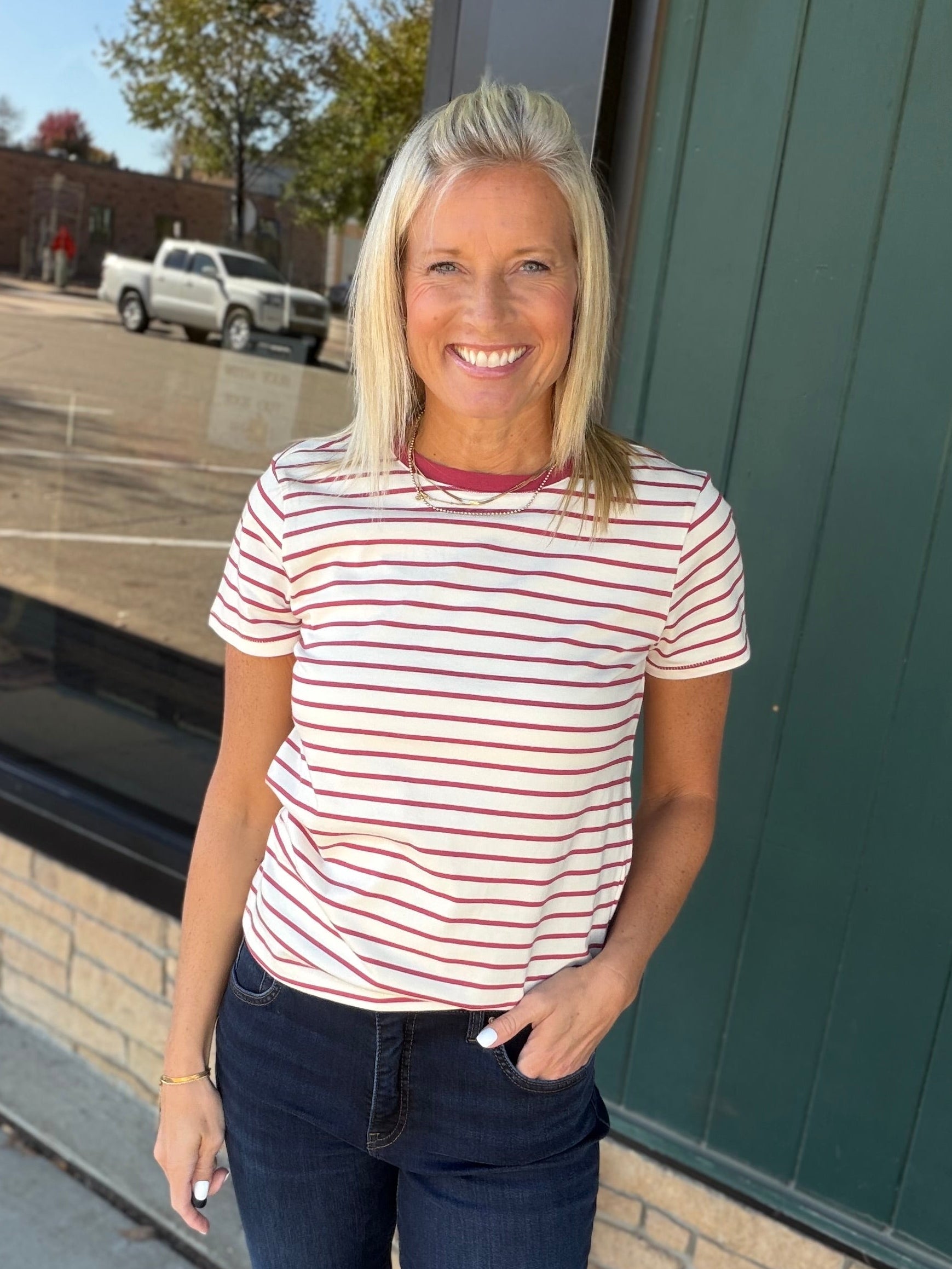 Berry Stripe Asher Tee Bottoms - Shorts THREAD & SUPPLY