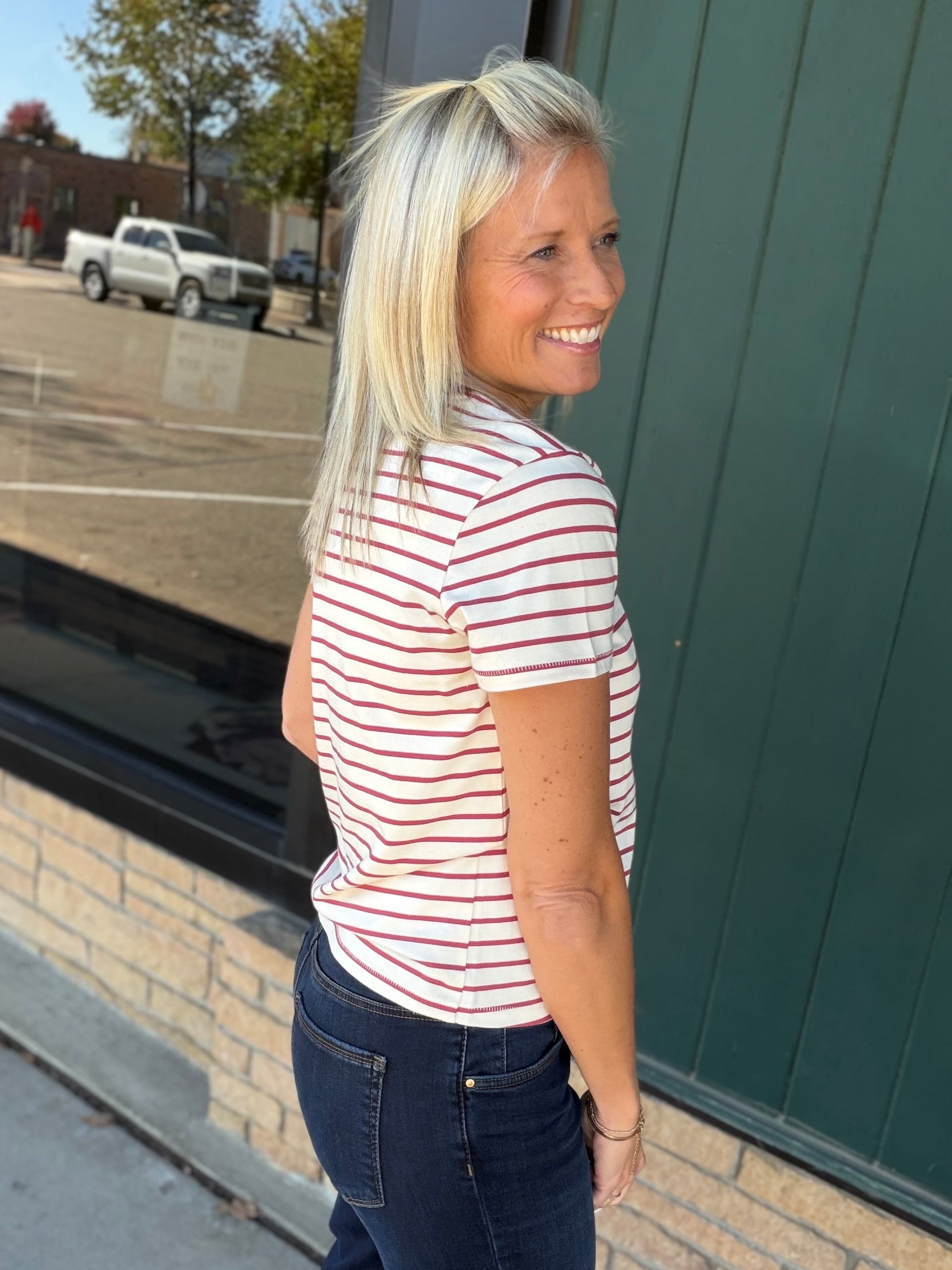 Berry Stripe Asher Tee Bottoms - Shorts THREAD & SUPPLY