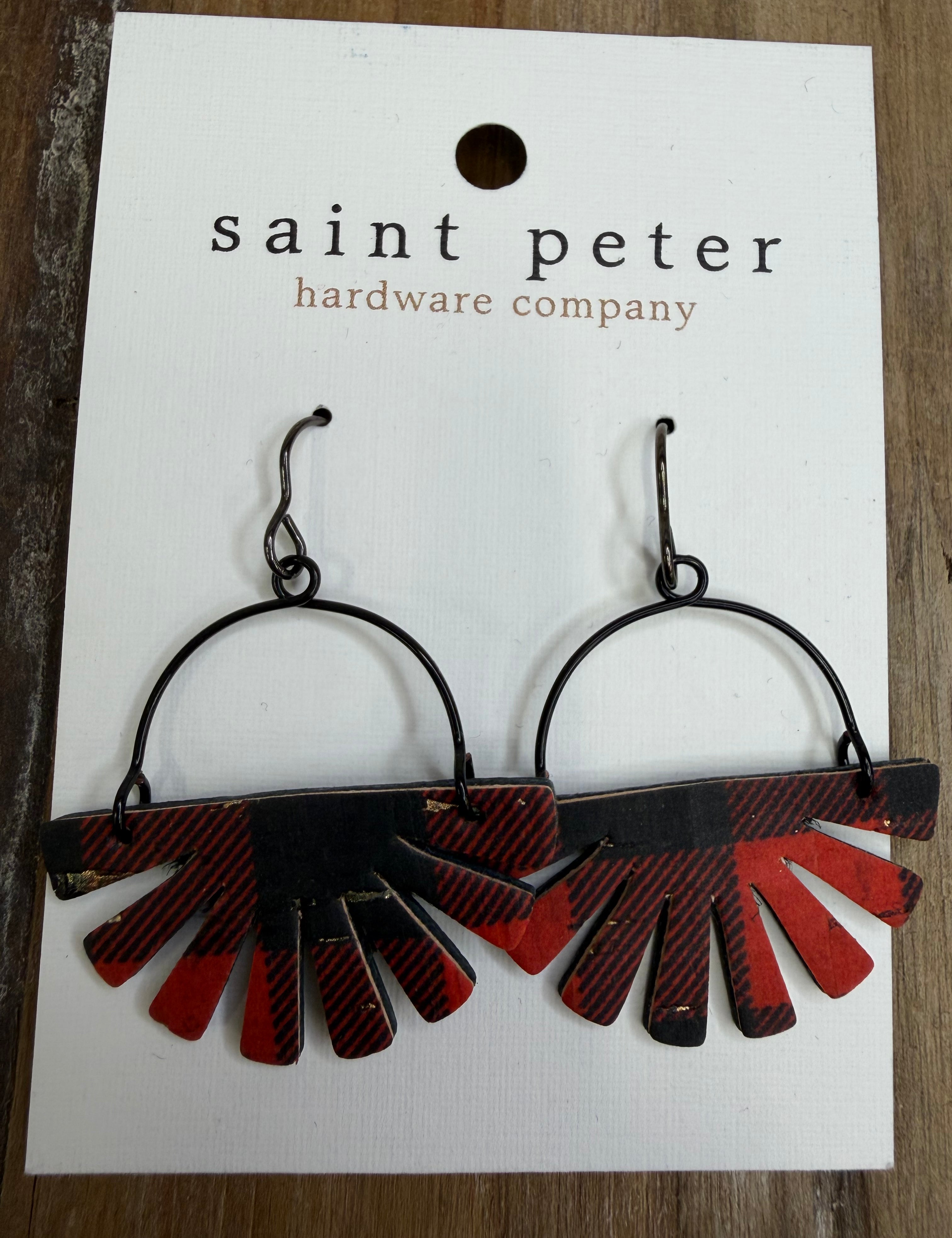 Black Plaid Fan Burst Earrings Jewelry - Earrings SAINT PETER HARDWARE