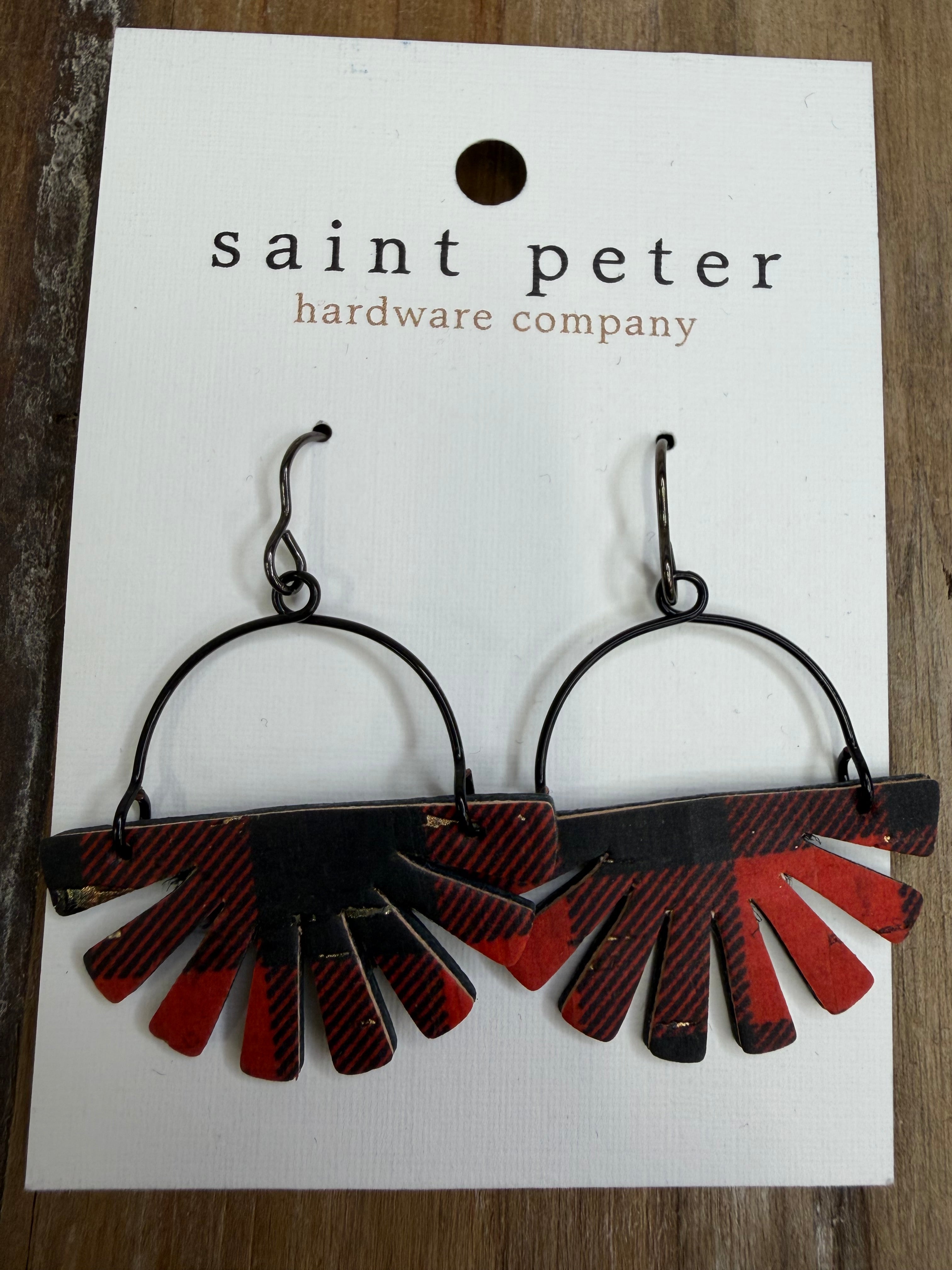 Black Plaid Fan Burst Earrings Jewelry - Earrings SAINT PETER HARDWARE
