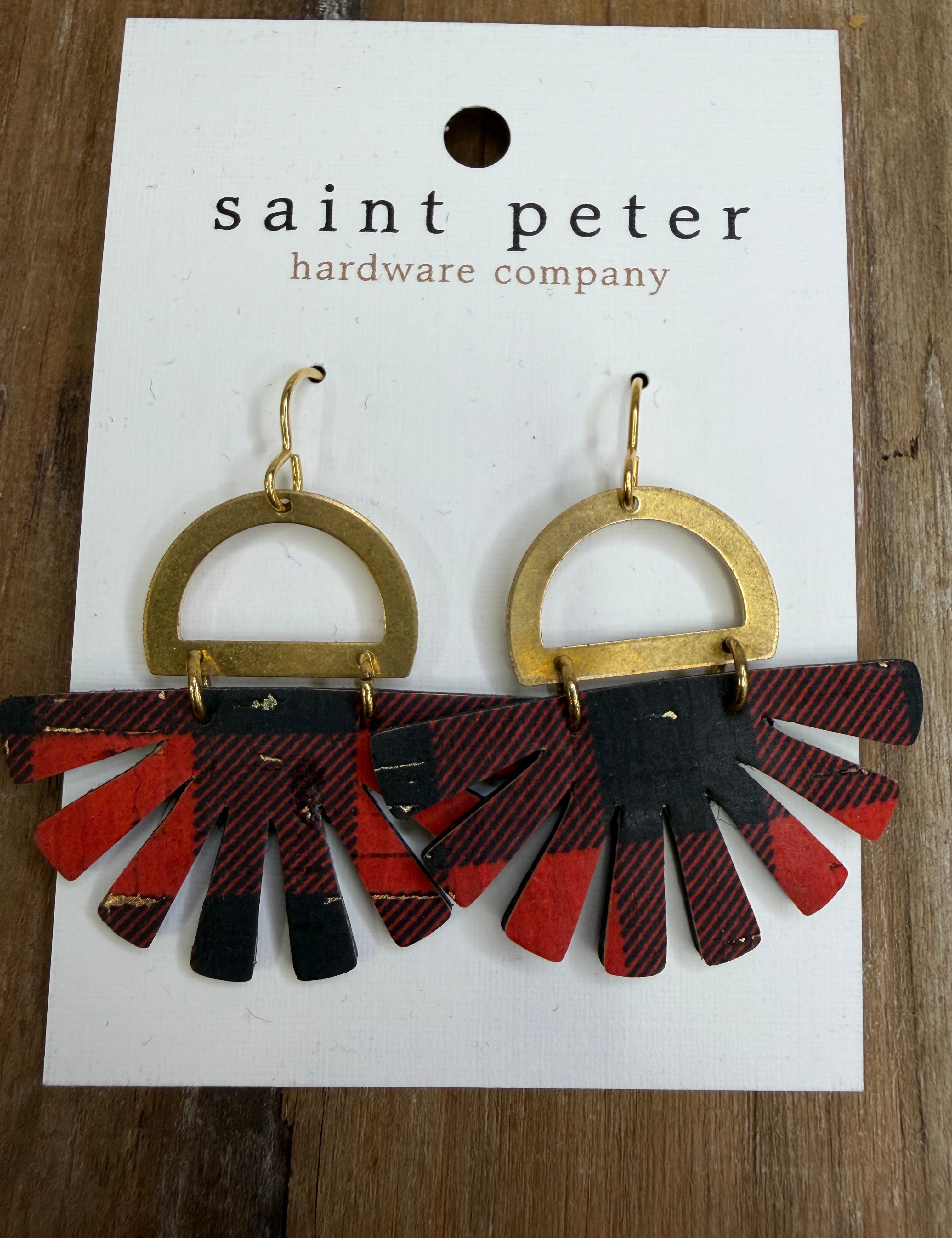 Gold Plaid Fan Burst Earrings Jewelry - Earrings SAINT PETER HARDWARE