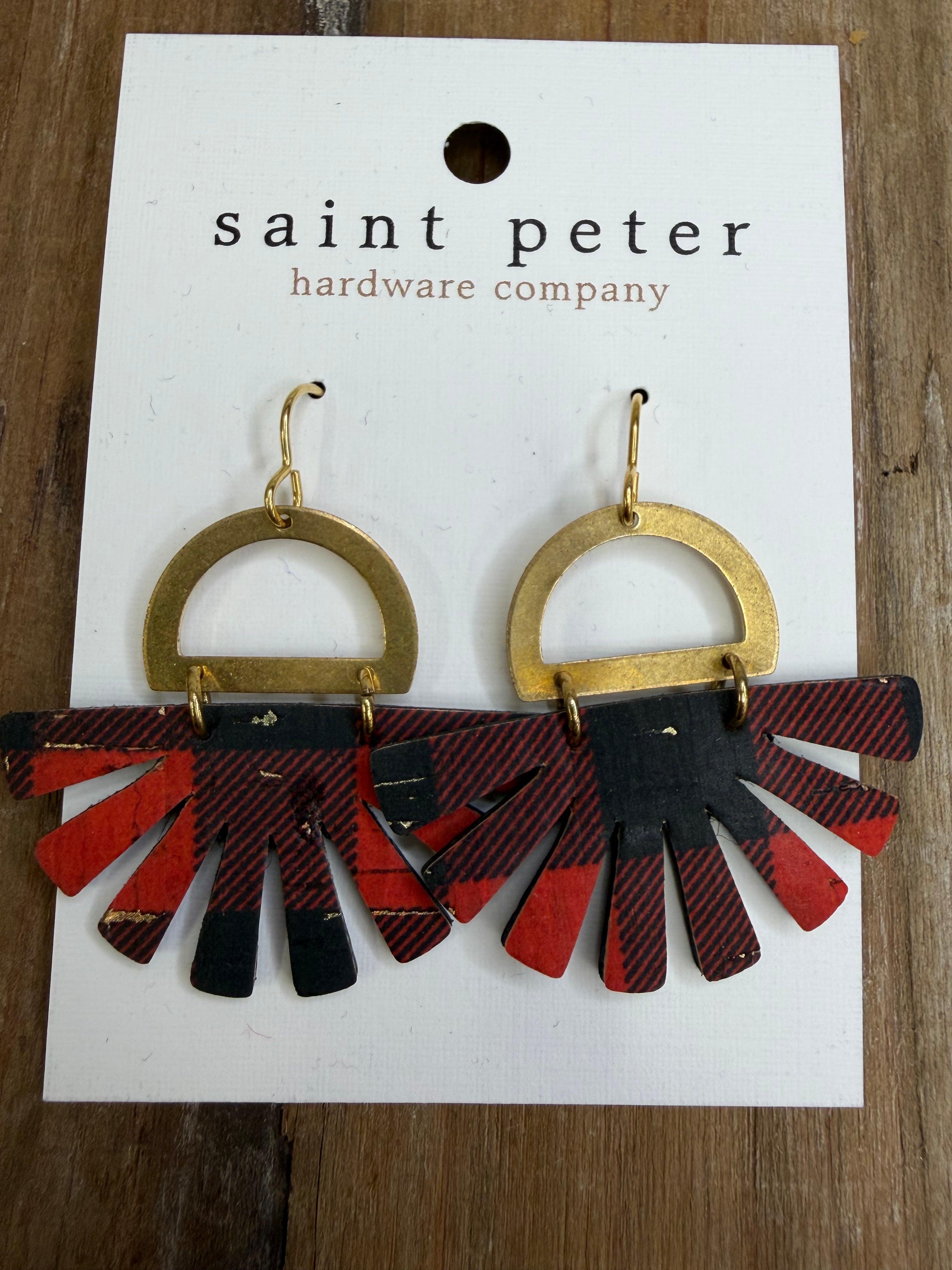 Gold Plaid Fan Burst Earrings Jewelry - Earrings SAINT PETER HARDWARE