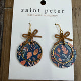 Floral Circle Brown Bow Earrings Jewelry - Earrings SAINT PETER HARDWARE