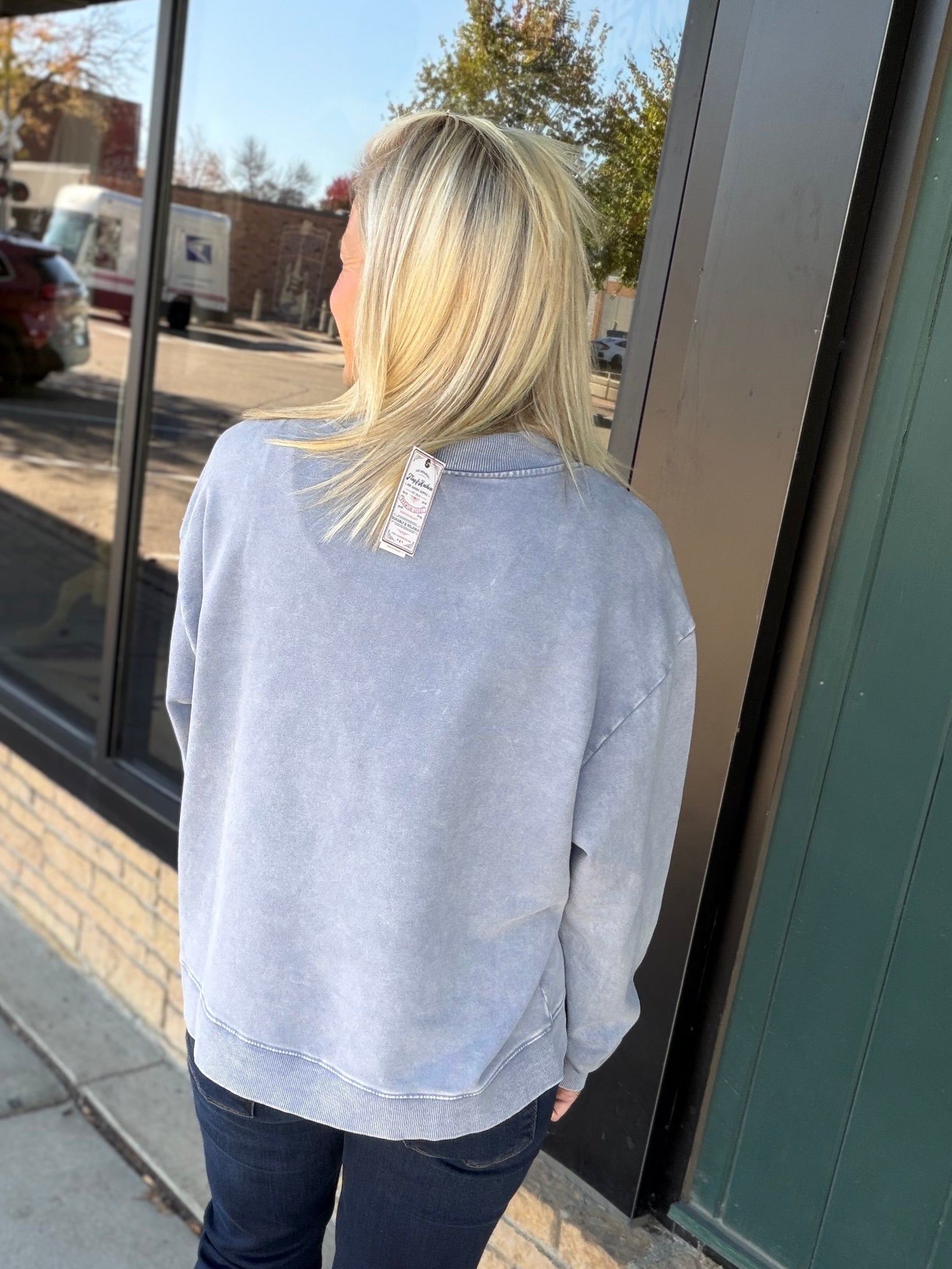 Rosemont Washed French Terry Mock Neck Top - Sweatshirt FLAG AND ANTHEM