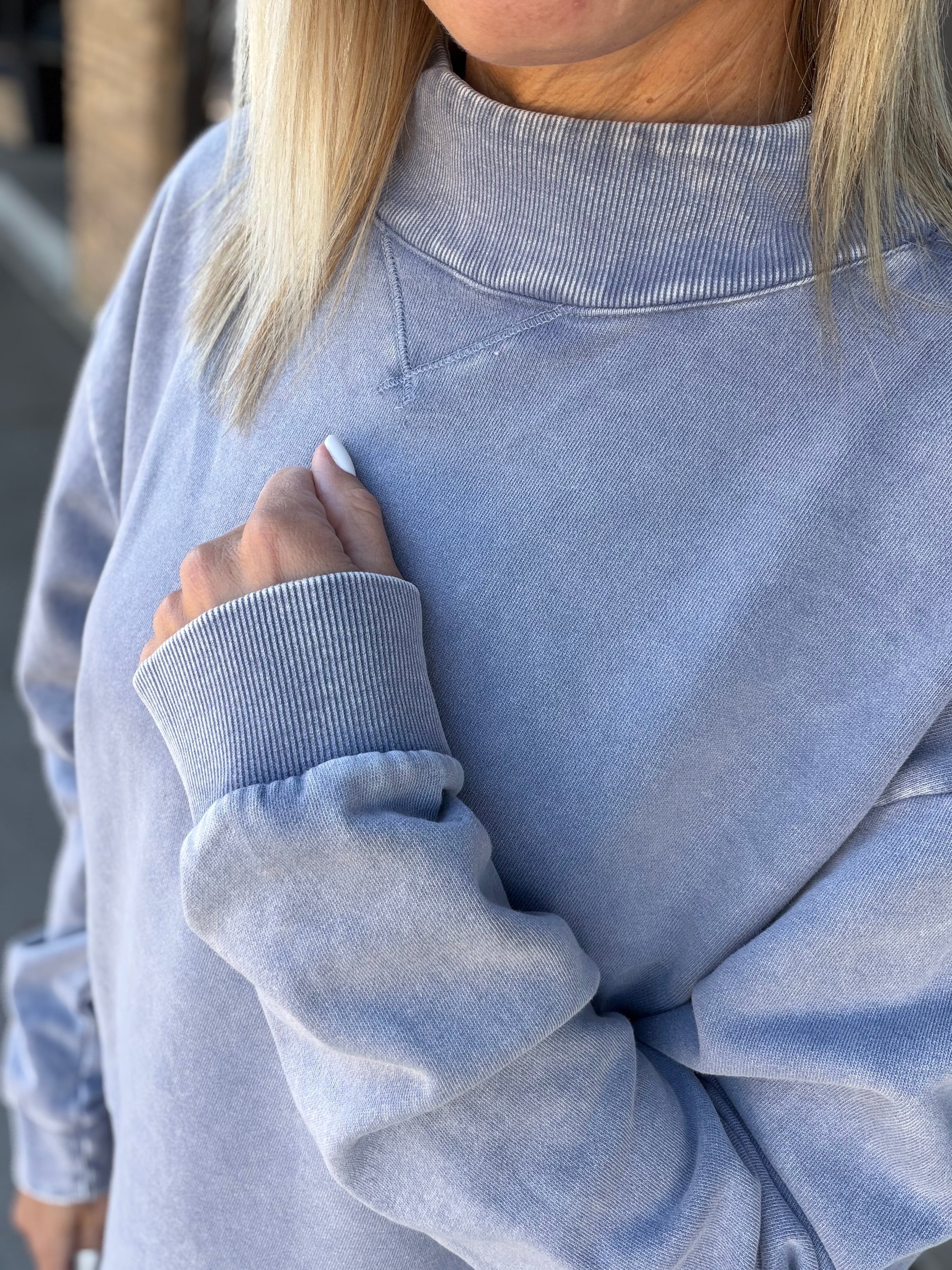 Rosemont Washed French Terry Mock Neck Top - Sweatshirt FLAG AND ANTHEM