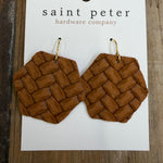 Brown Textured Hexagon Earrings Jewelry - Earrings SAINT PETER HARDWARE