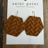 Brown Textured Hexagon Earrings Jewelry - Earrings SAINT PETER HARDWARE
