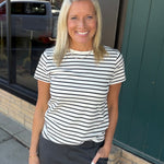 Black Cream Stripe Asher Tee Top - Tee THREAD & SUPPLY