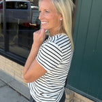 Black Cream Stripe Asher Tee Top - Tee THREAD & SUPPLY