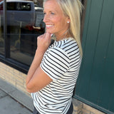 Black Cream Stripe Asher Tee Top - Tee THREAD & SUPPLY