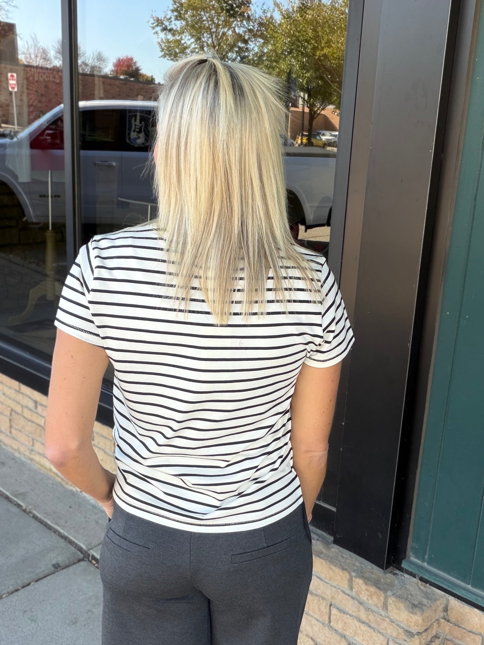 Black Cream Stripe Asher Tee Top - Tee THREAD & SUPPLY