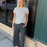 Charcoal Gray Pull-On Straight Leg Trouser Pants Bottoms - Pants Allie Rose