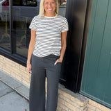 Black Cream Stripe Asher Tee Top - Tee THREAD & SUPPLY