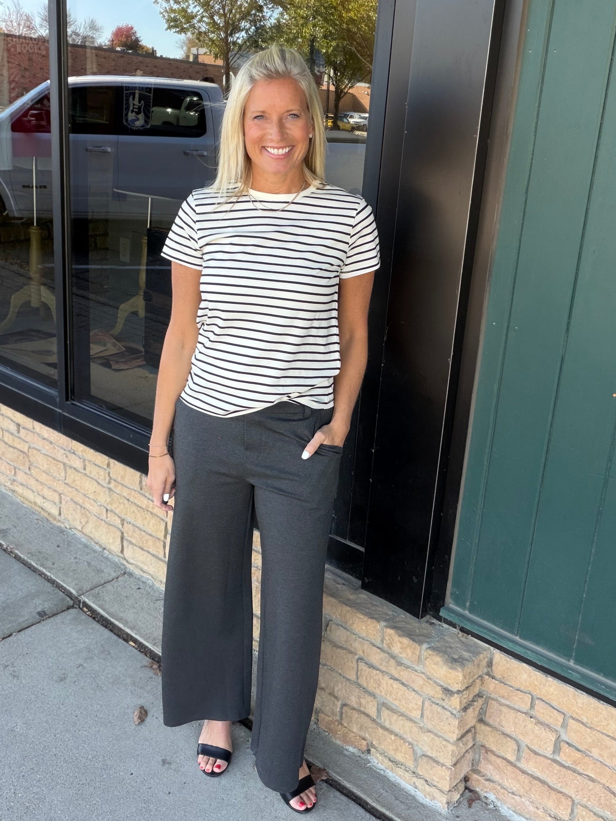 Black Cream Stripe Asher Tee Top - Tee THREAD & SUPPLY