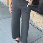 Charcoal Gray Pull-On Straight Leg Trouser Pants Bottoms - Pants Allie Rose