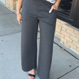 Charcoal Gray Pull-On Straight Leg Trouser Pants Bottoms - Pants Allie Rose