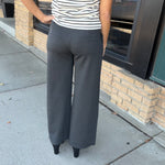 Charcoal Gray Pull-On Straight Leg Trouser Pants Bottoms - Pants Allie Rose