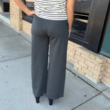 Charcoal Gray Pull-On Straight Leg Trouser Pants Bottoms - Pants Allie Rose