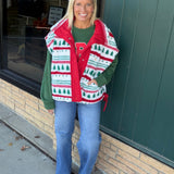 Christmas Tree Sherpa Fleece Button Vest Outerwear - Vest TRES BIEN