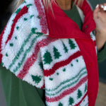 Christmas Tree Sherpa Fleece Button Vest Outerwear - Vest TRES BIEN
