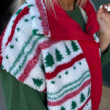 Christmas Tree Sherpa Fleece Button Vest Outerwear - Vest TRES BIEN