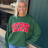 Green Merry Crewneck Sweatshirt Top - Sweatshirt TRES BIEN