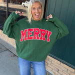 Green Merry Crewneck Sweatshirt Top - Sweatshirt TRES BIEN