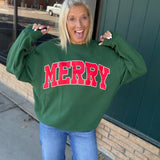 Green Merry Crewneck Sweatshirt Top - Sweatshirt TRES BIEN