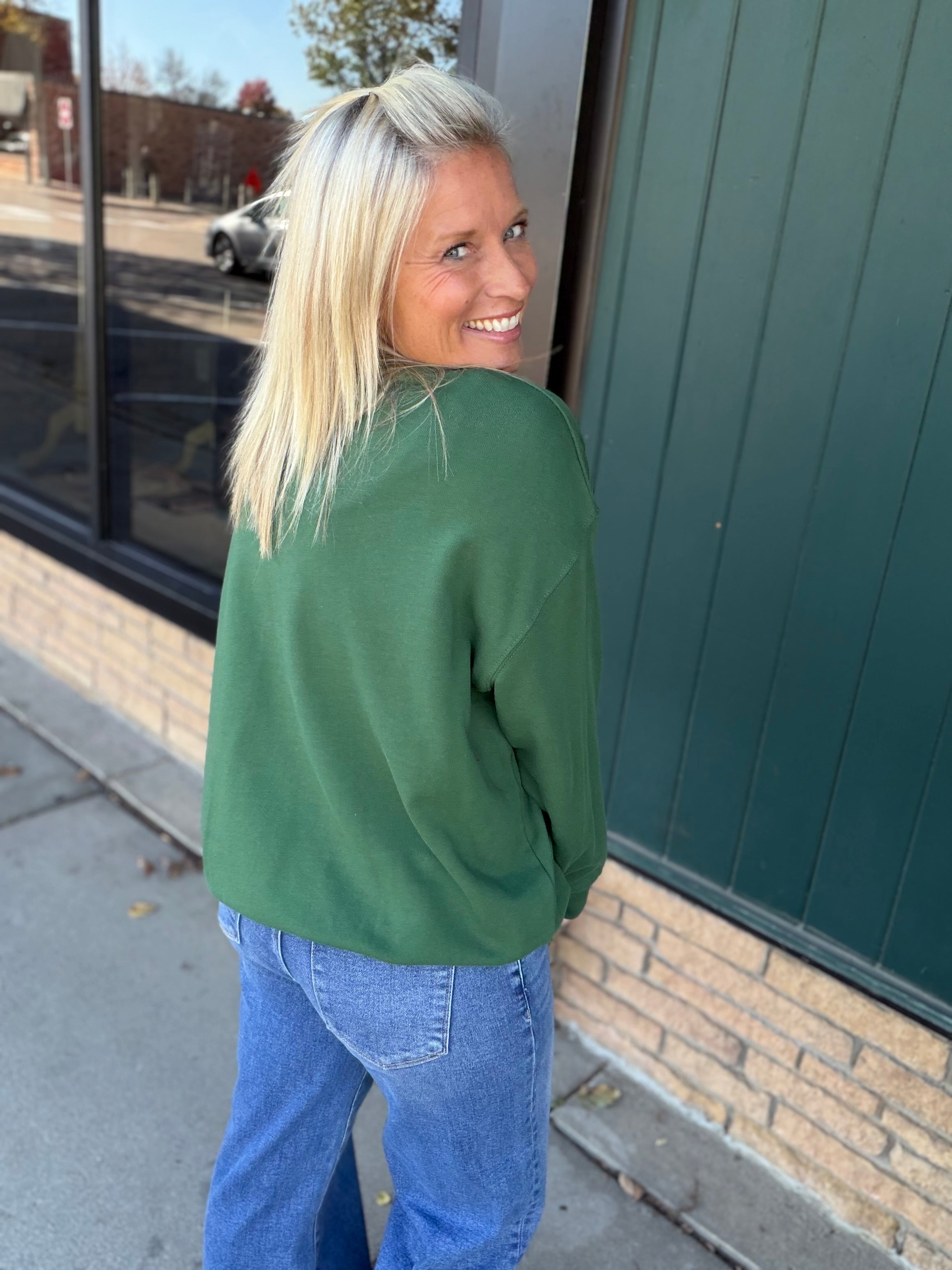 Green Merry Crewneck Sweatshirt Top - Sweatshirt TRES BIEN