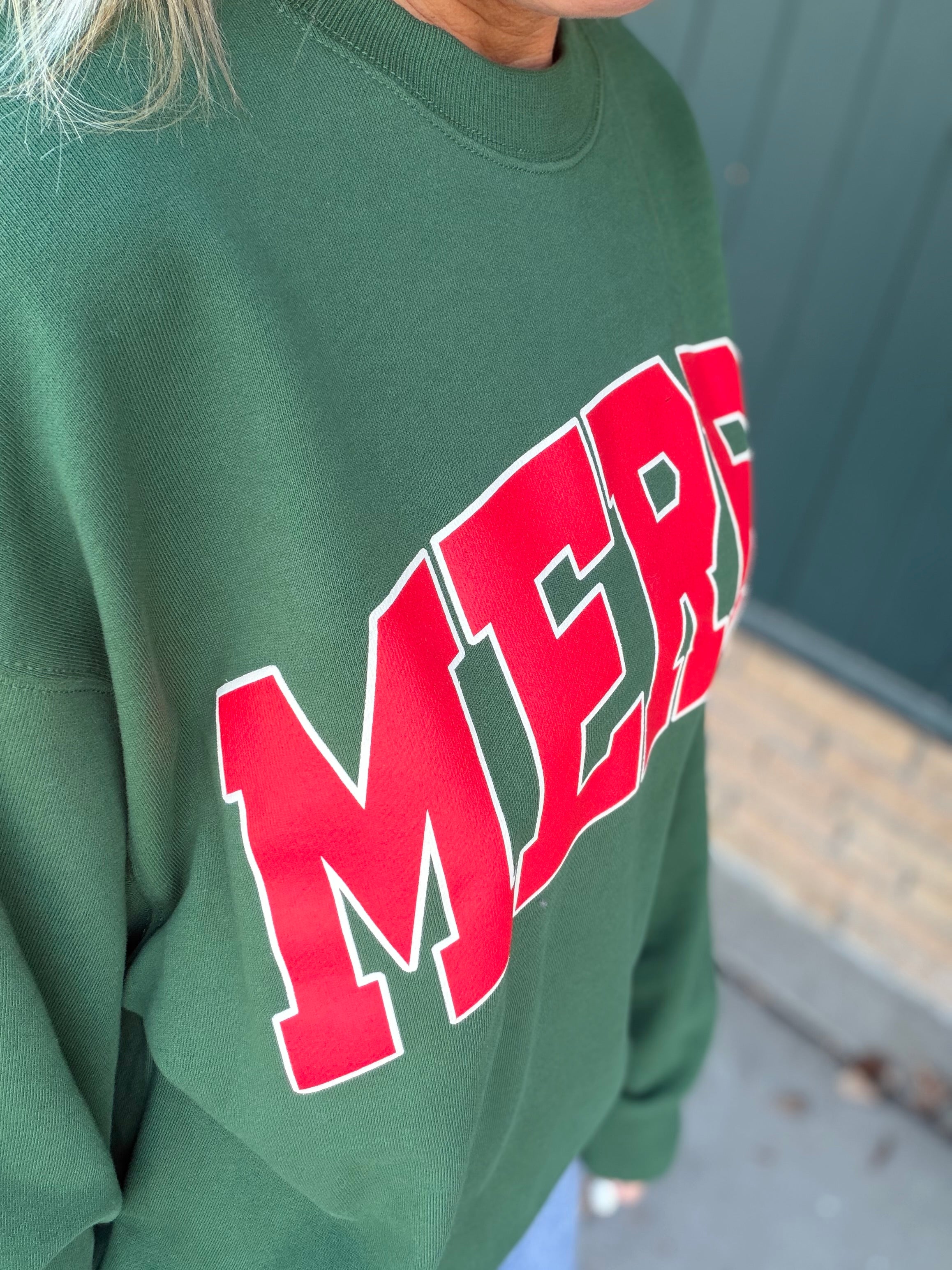 Green Merry Crewneck Sweatshirt Top - Sweatshirt TRES BIEN
