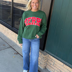Green Merry Crewneck Sweatshirt Top - Sweatshirt TRES BIEN
