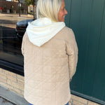 Latte Quilted Hooded Jacket Outerwear- Jackets Mystree