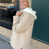 Latte Quilted Hooded Jacket Outerwear- Jackets Mystree