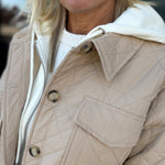 Latte Quilted Hooded Jacket Outerwear- Jackets Mystree