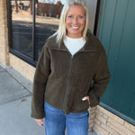 Dena Olive Shearling Zip Up Jacket Outerwear- Jackets KUT FROM THE KLOTH