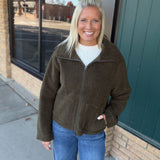 Dena Olive Shearling Zip Up Jacket Outerwear- Jackets KUT FROM THE KLOTH