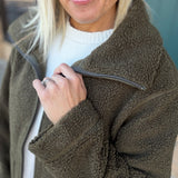 Dena Olive Shearling Zip Up Jacket Outerwear- Jackets KUT FROM THE KLOTH
