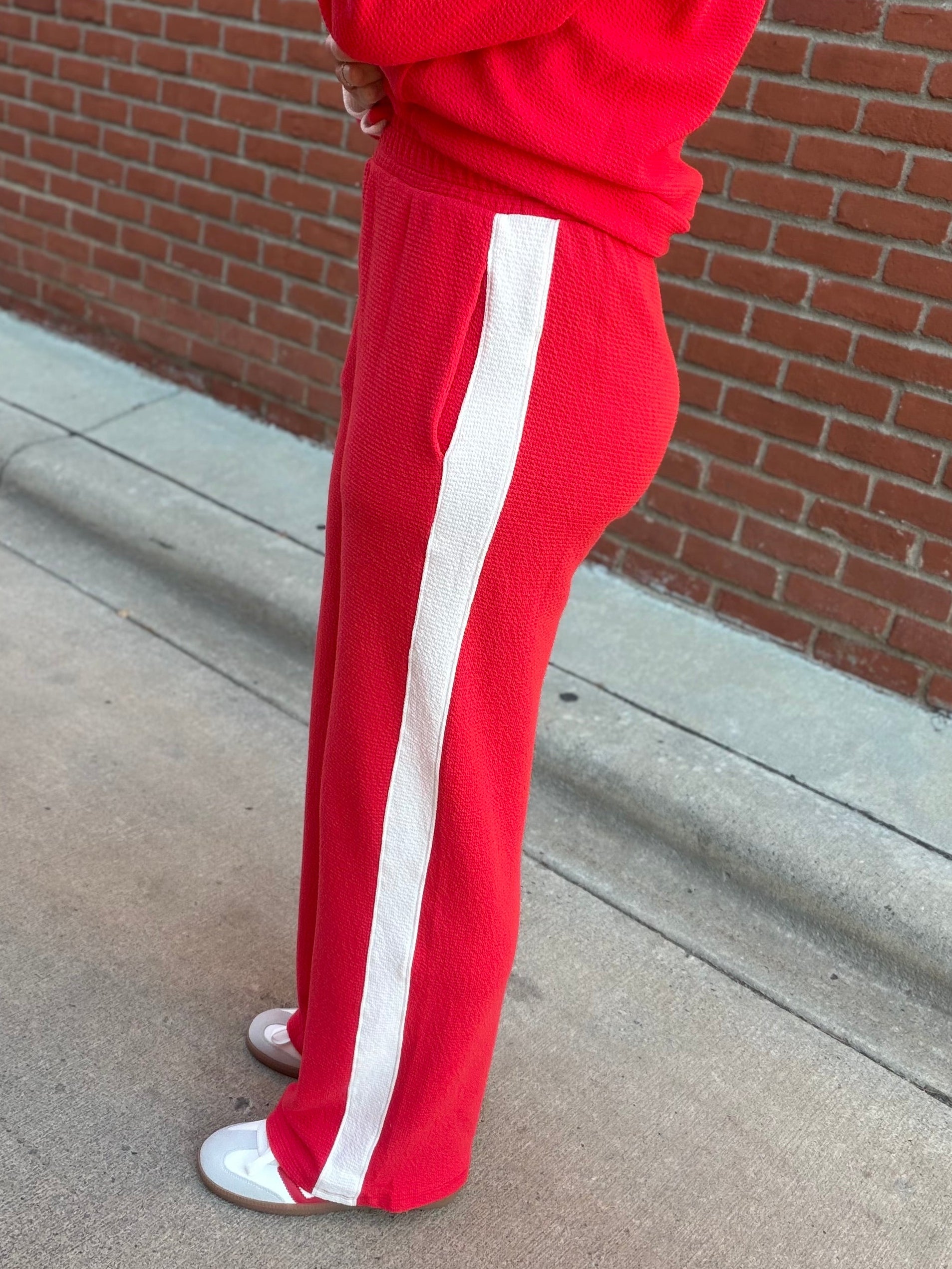Red Side Stripe Pants Bottom- Pants TRES BIEN