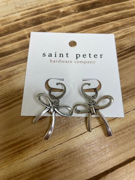 Silver Bow Earrings